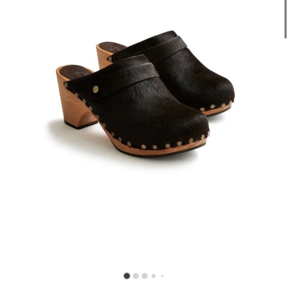 lisa b classic high heel clog in espresso cow hair women’s size 10 - Picture 12 of 12